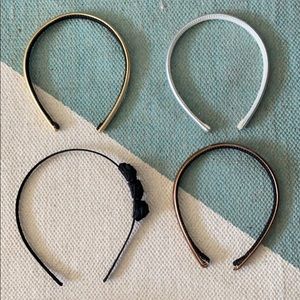 4 headband set: silver, bronze, gold, black flower